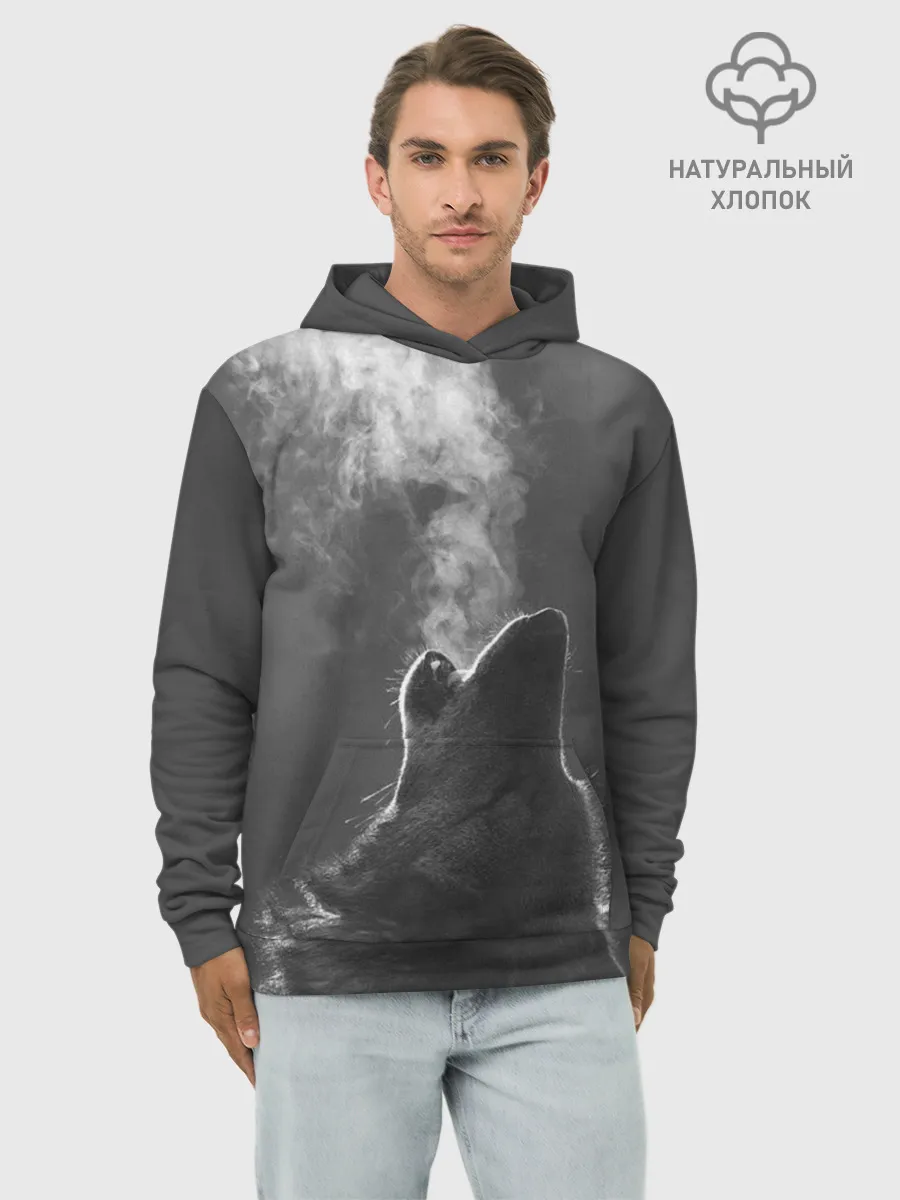 Худи мужской база хлопок / Воющий волк