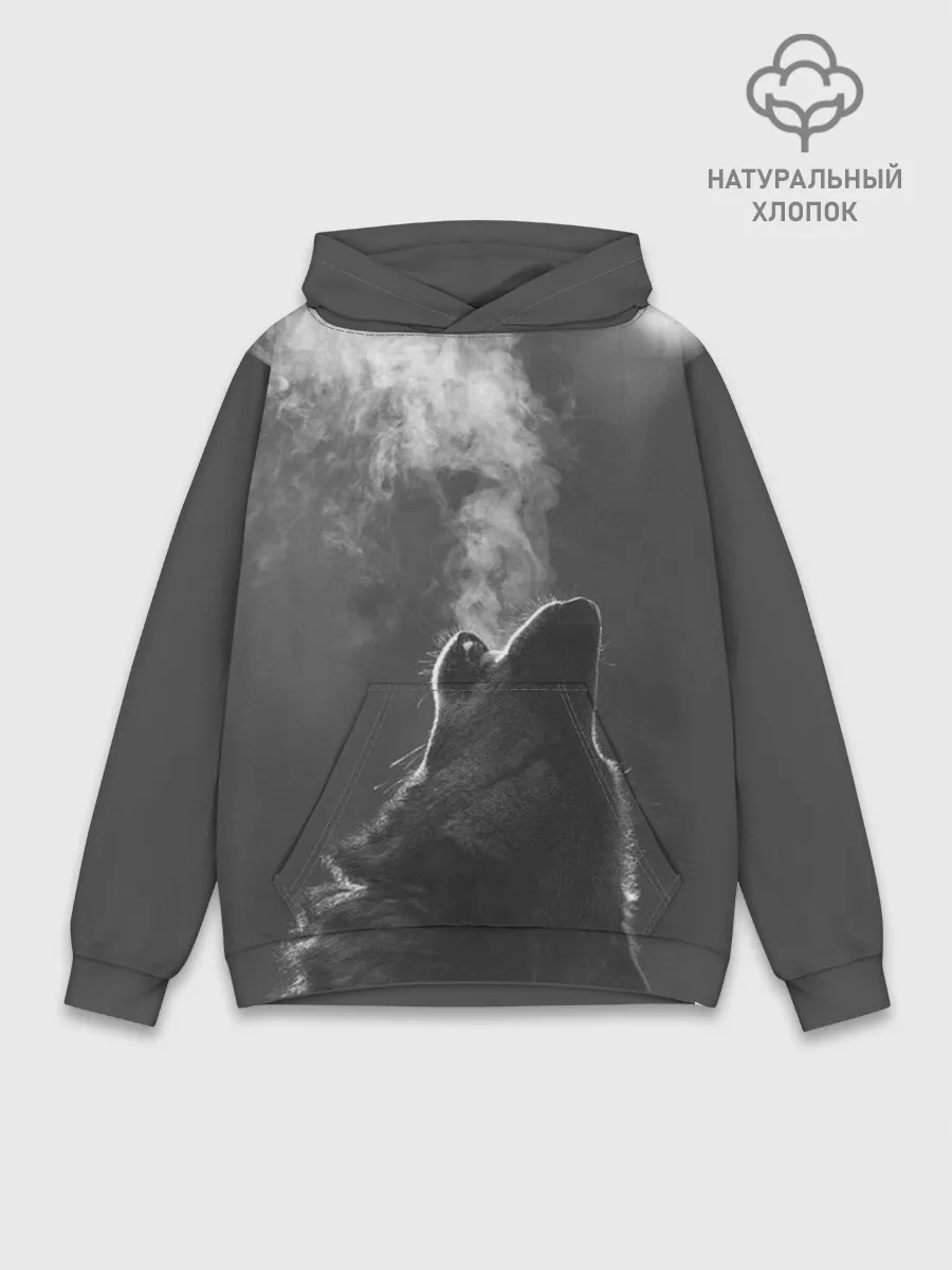 Худи мужской база хлопок / Воющий волк