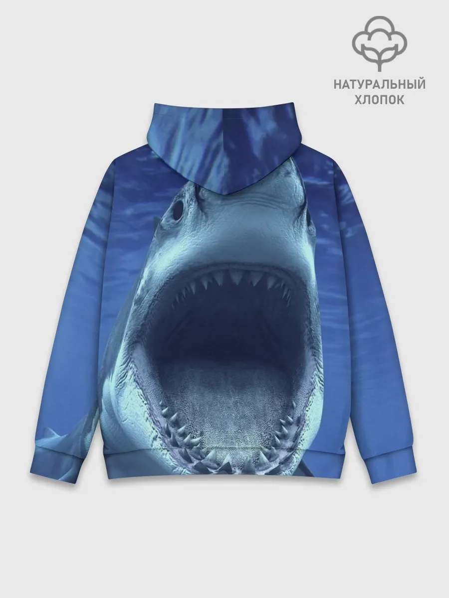 Худи мужской база хлопок / Белая акула