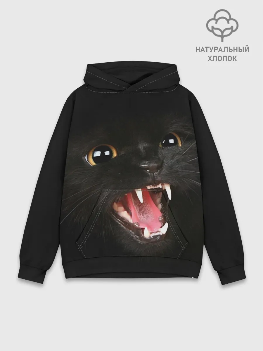 Худи мужской база хлопок / Черный кот