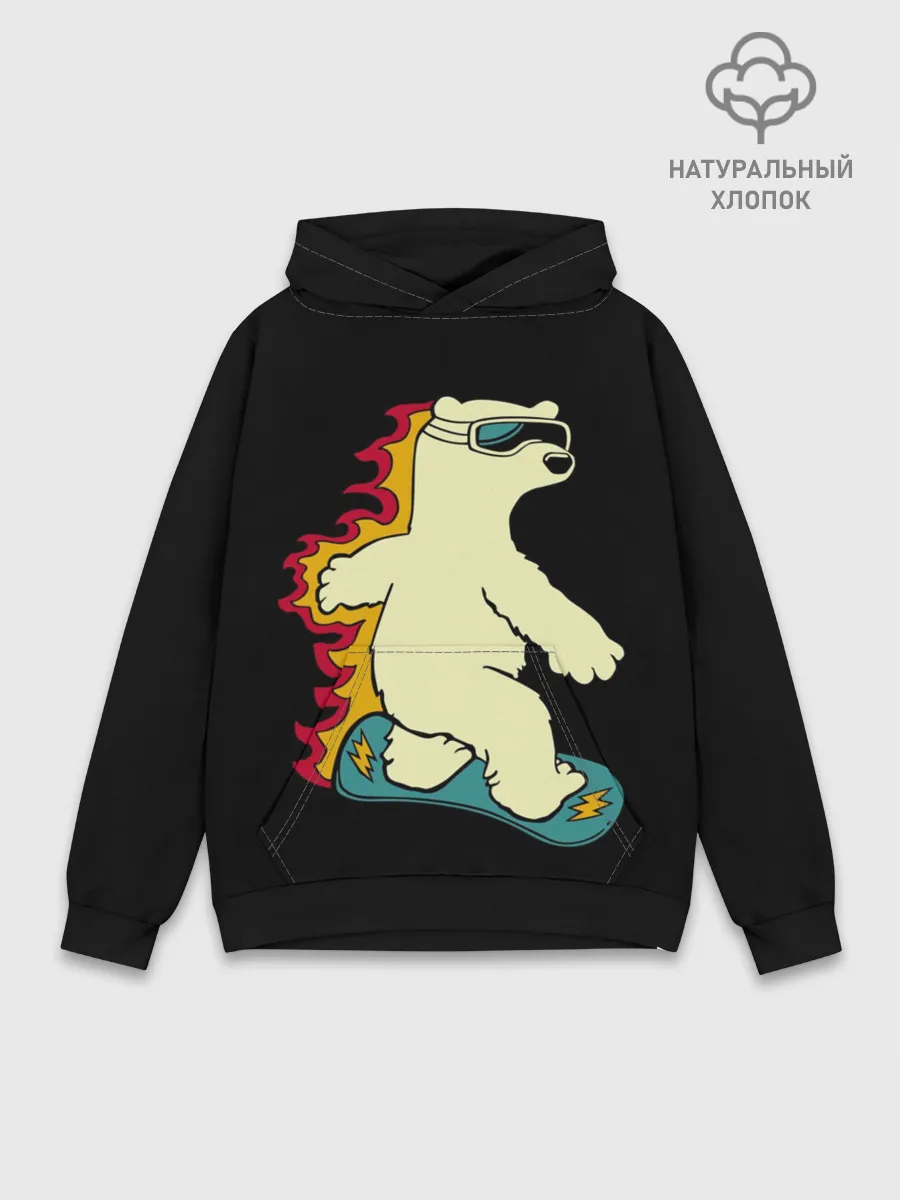 Худи мужской база хлопок / Мишка на борде