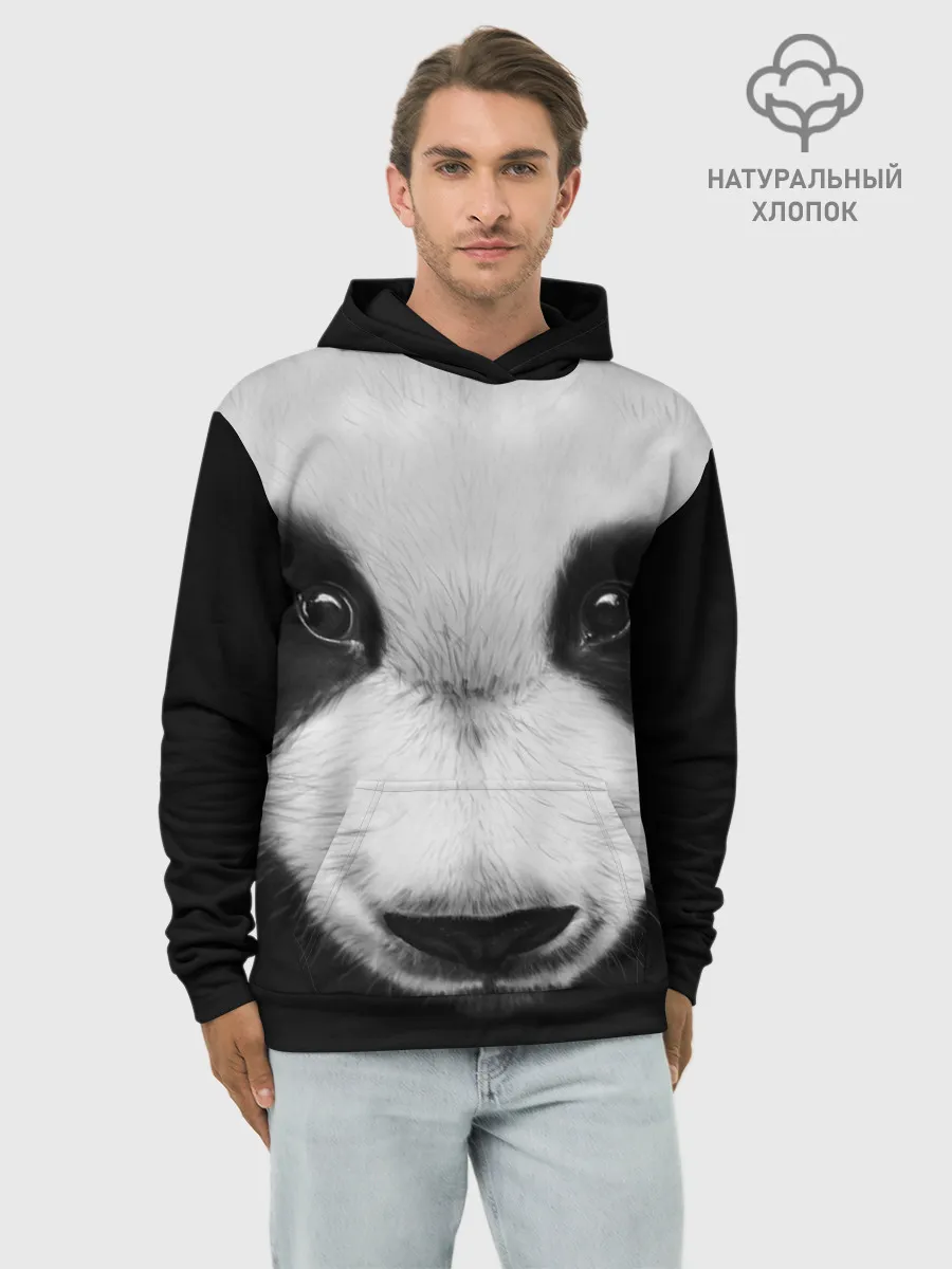 Худи мужской база хлопок / Морда панды