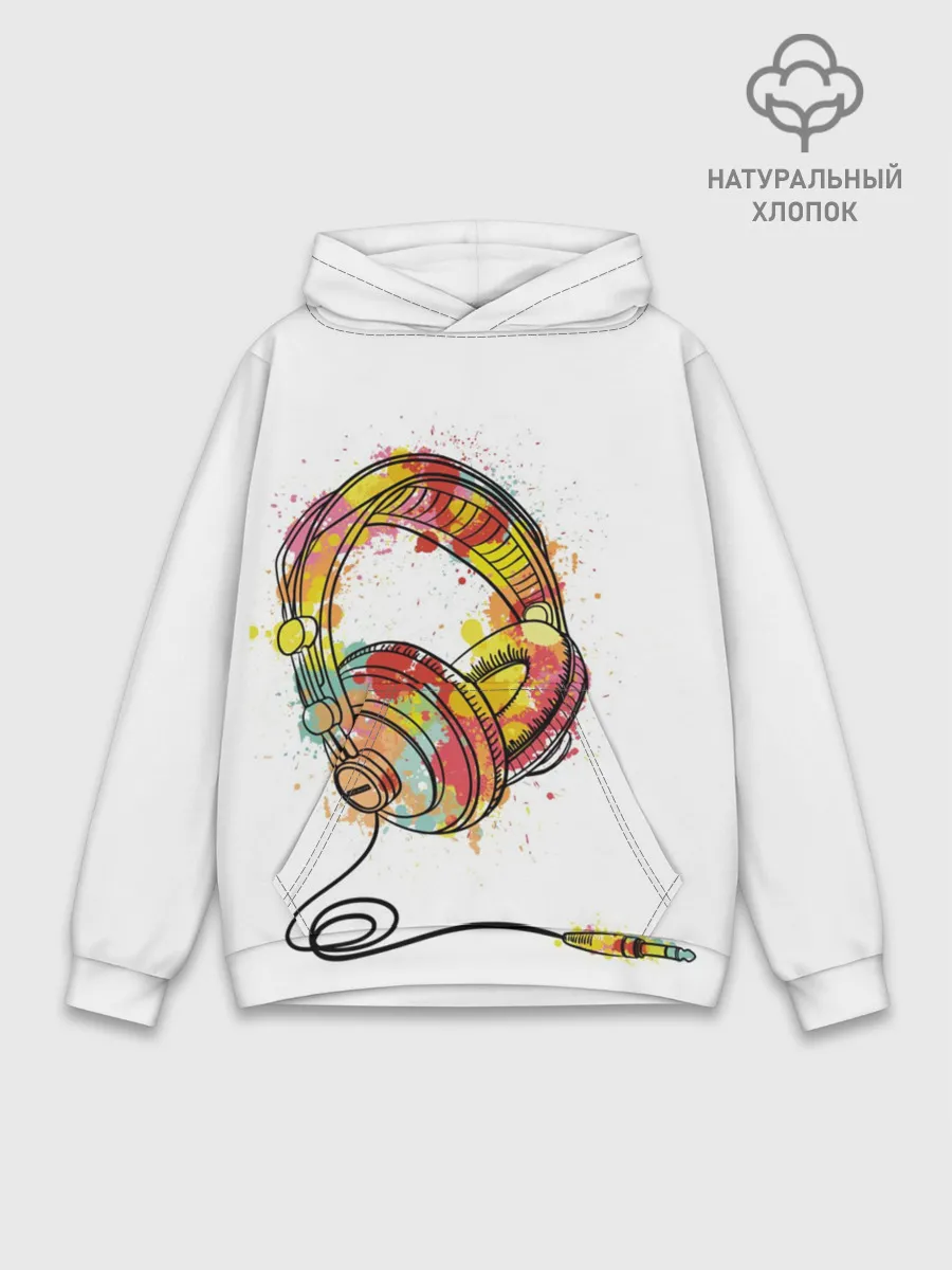 Худи мужской база хлопок / Красочные наушники