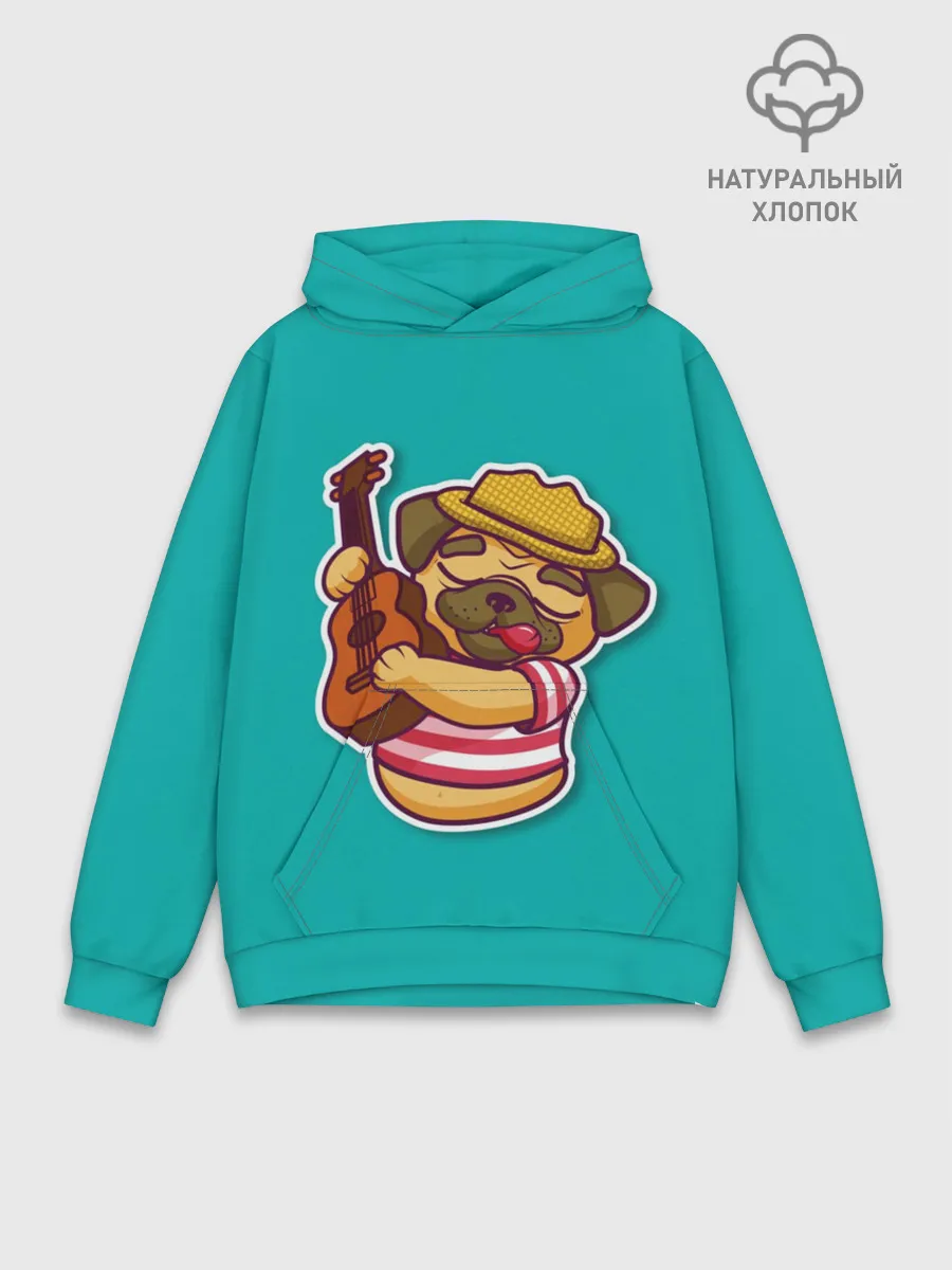Худи мужской база хлопок / Мопс музыкант