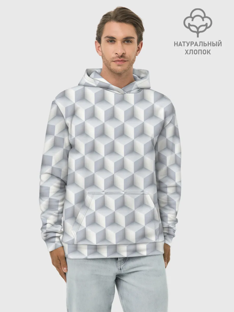 Худи мужской база хлопок / 3D Кубы