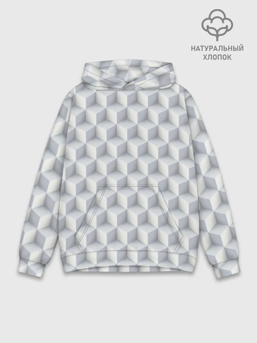 Худи мужской база хлопок / 3D Кубы