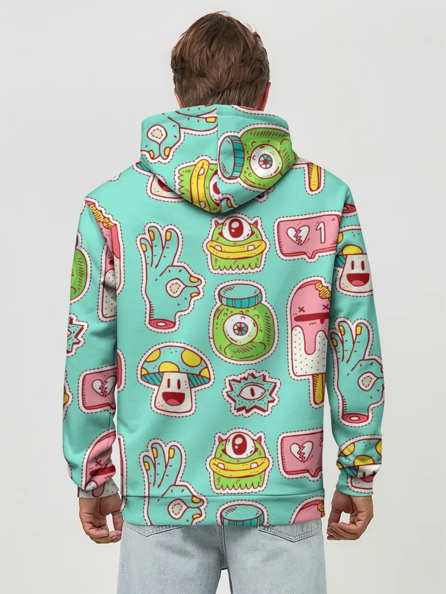 Худи мужской база хлопок / Яркие монстрики