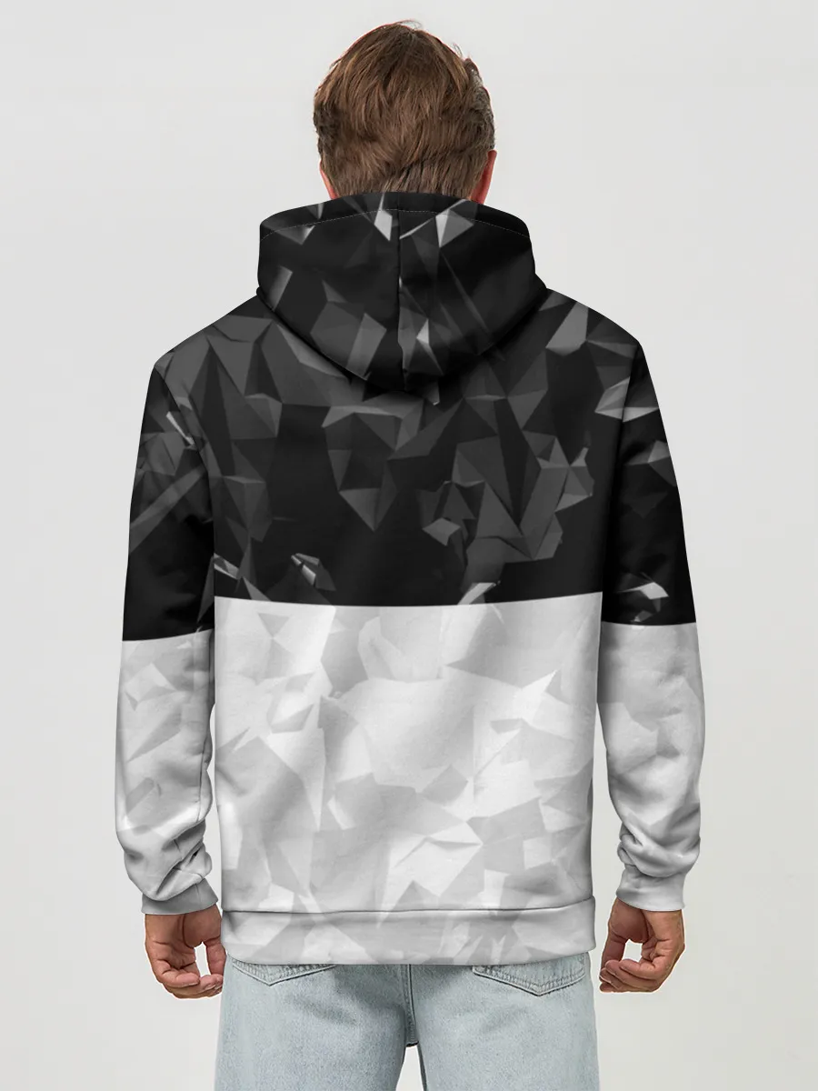 Худи мужской база хлопок / CS GO BLACK WHITE GEOMETRY