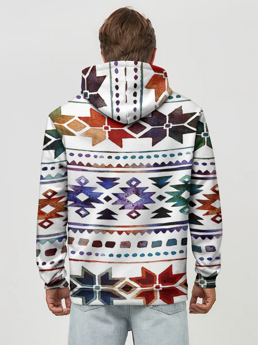 Худи мужской база хлопок / Снежинки акварель