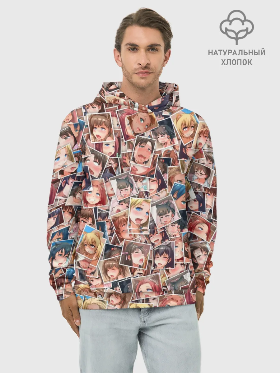 Худи мужской база хлопок / Ahegao faces fhoto