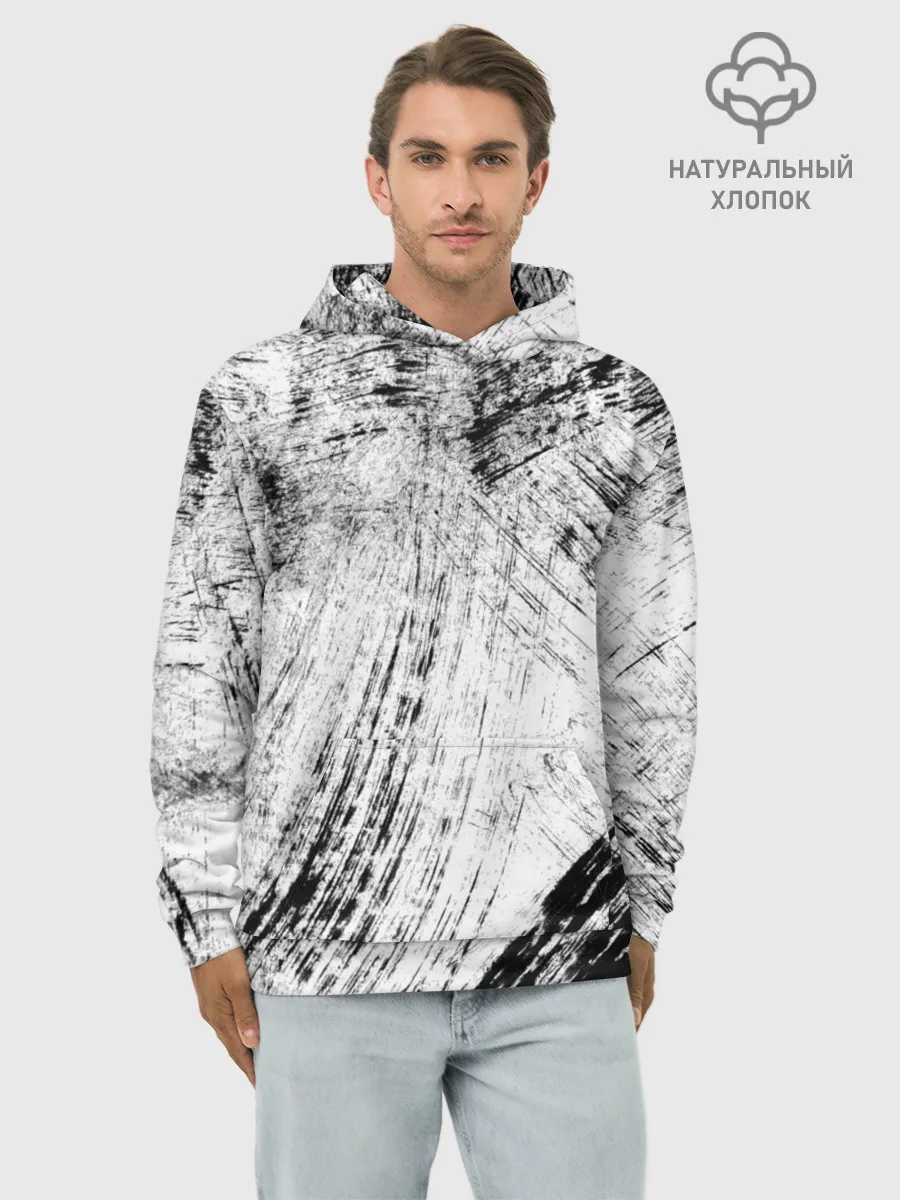 Худи мужской база хлопок / Серые штрихи