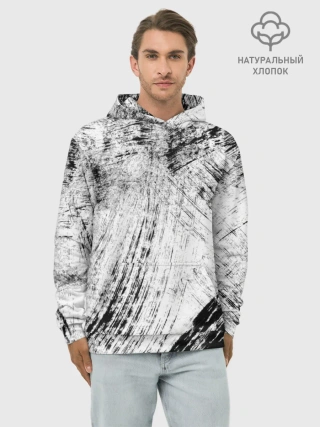 Худи мужской база хлопок / Серые штрихи