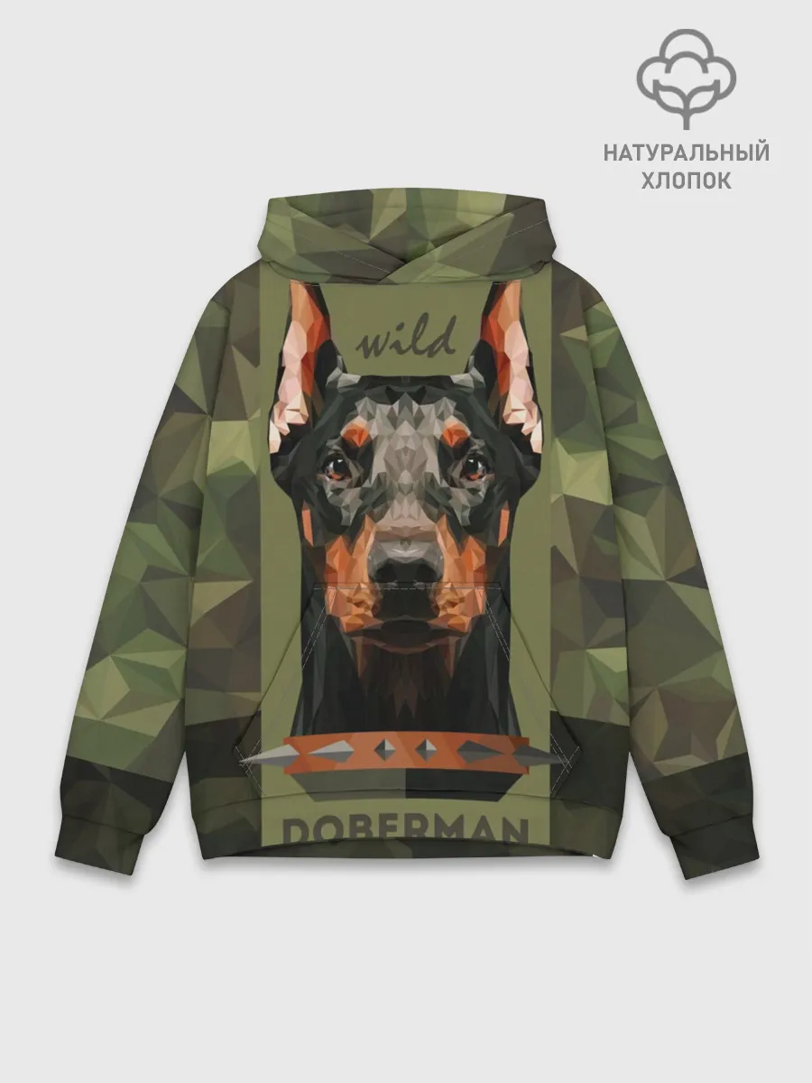 Худи мужской база хлопок / Дикий доберман