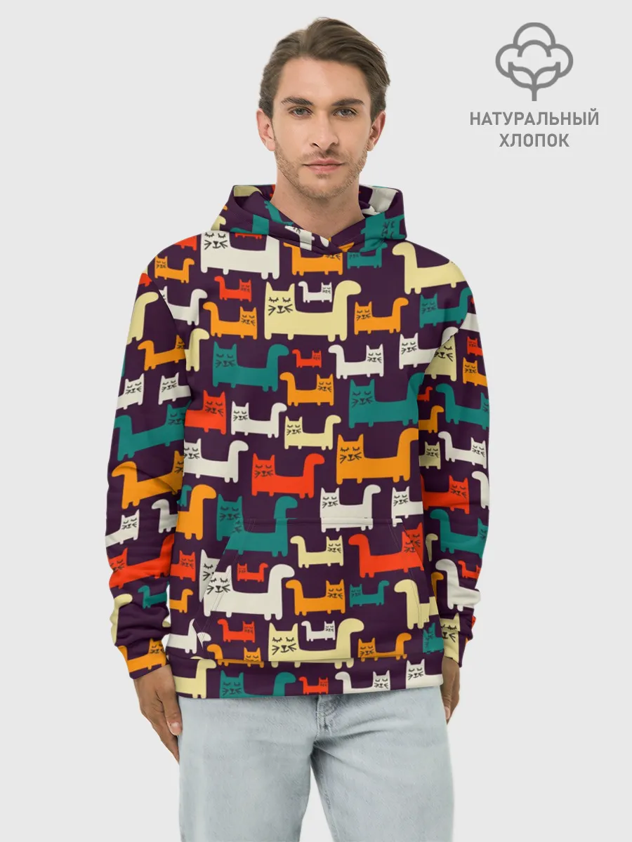 Худи мужской база хлопок / Найди чёрного кота