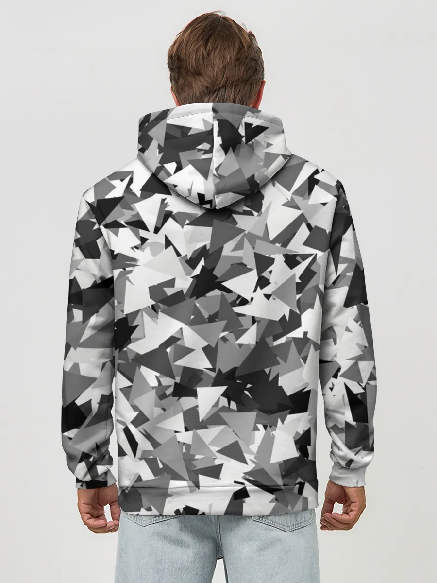 Худи мужской база хлопок / Городской серый камуфляж