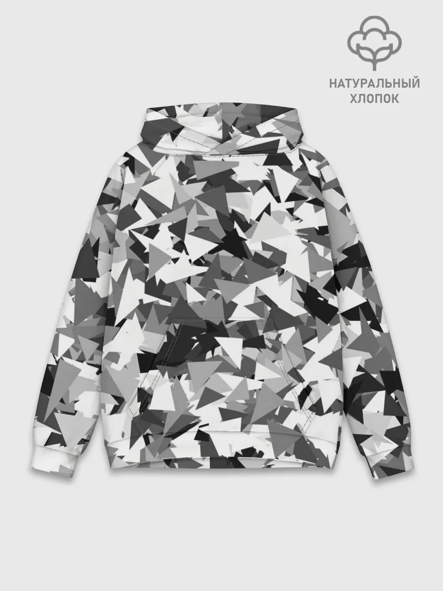 Худи мужской база хлопок / Городской серый камуфляж