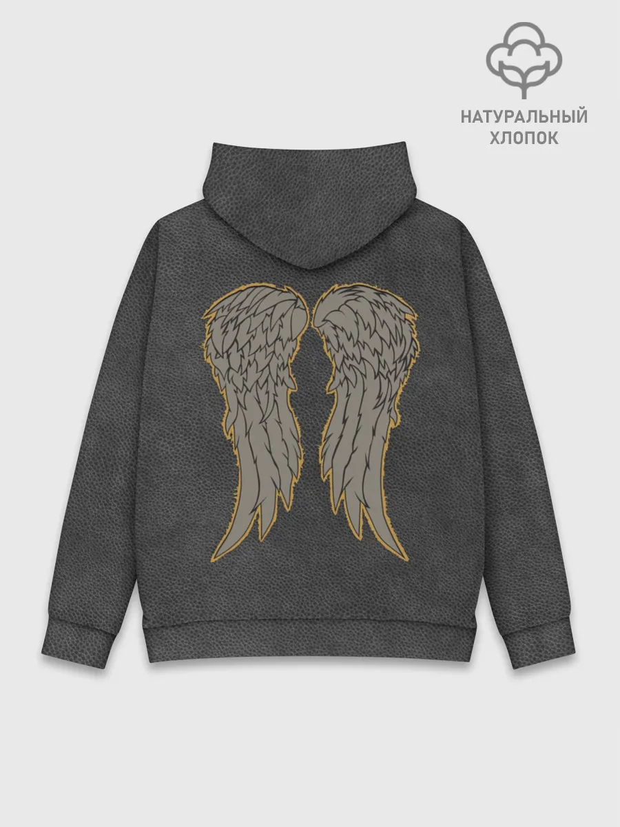 Худи мужской база хлопок / Ходячие крылья на спине