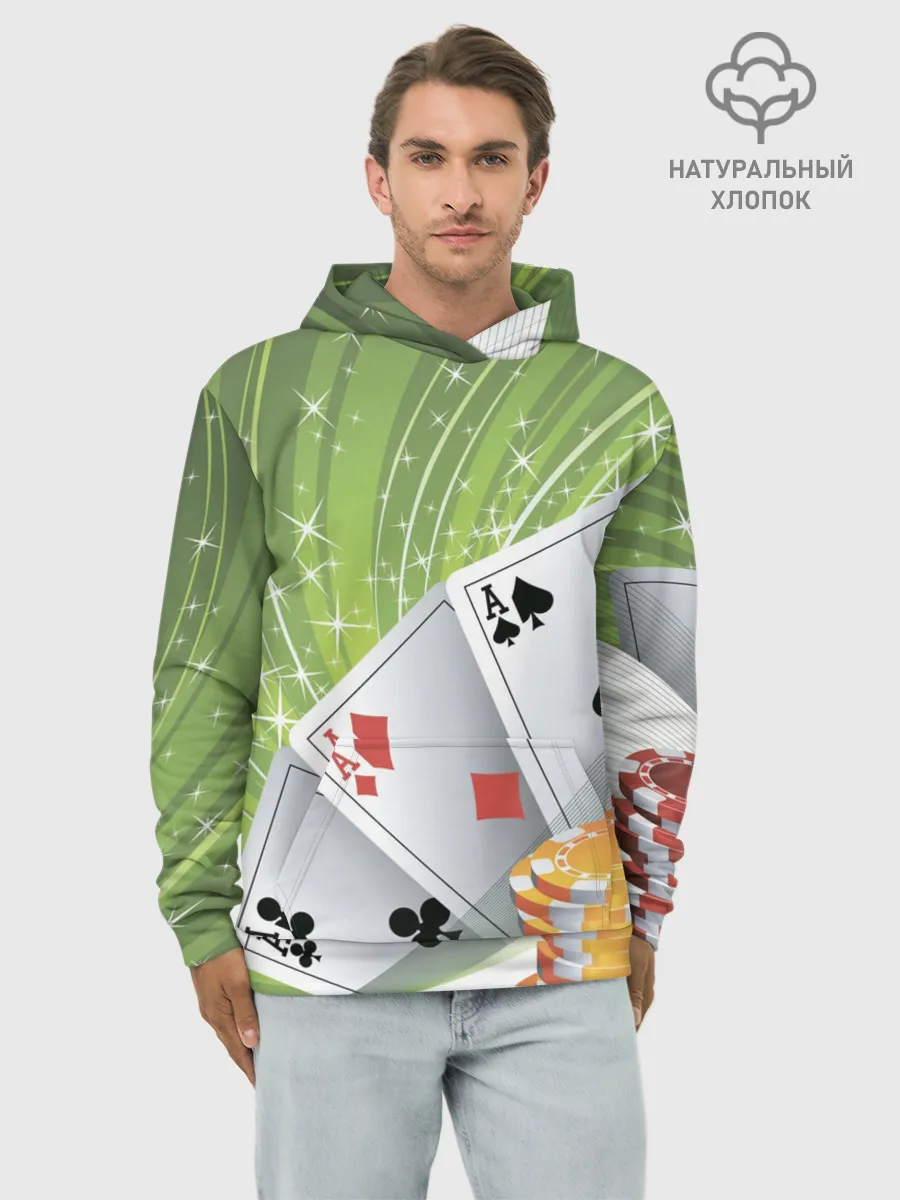 Худи мужской база хлопок / Покер Старс