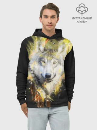 Худи мужской база хлопок / Волк