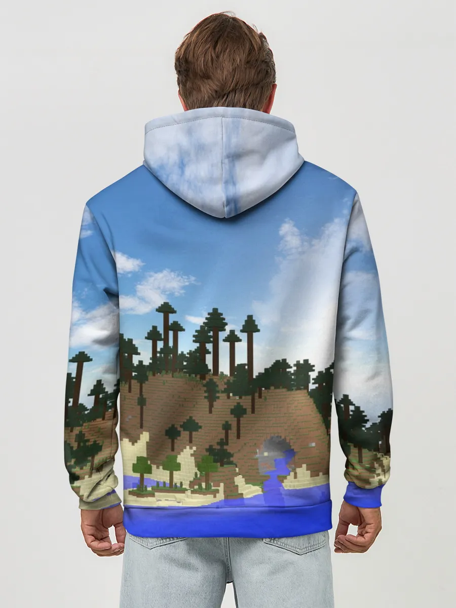 Худи мужской база хлопок / Стив на Эндер Драконе