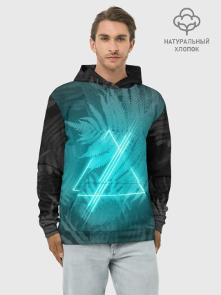 Худи мужской база хлопок / Neon light blue