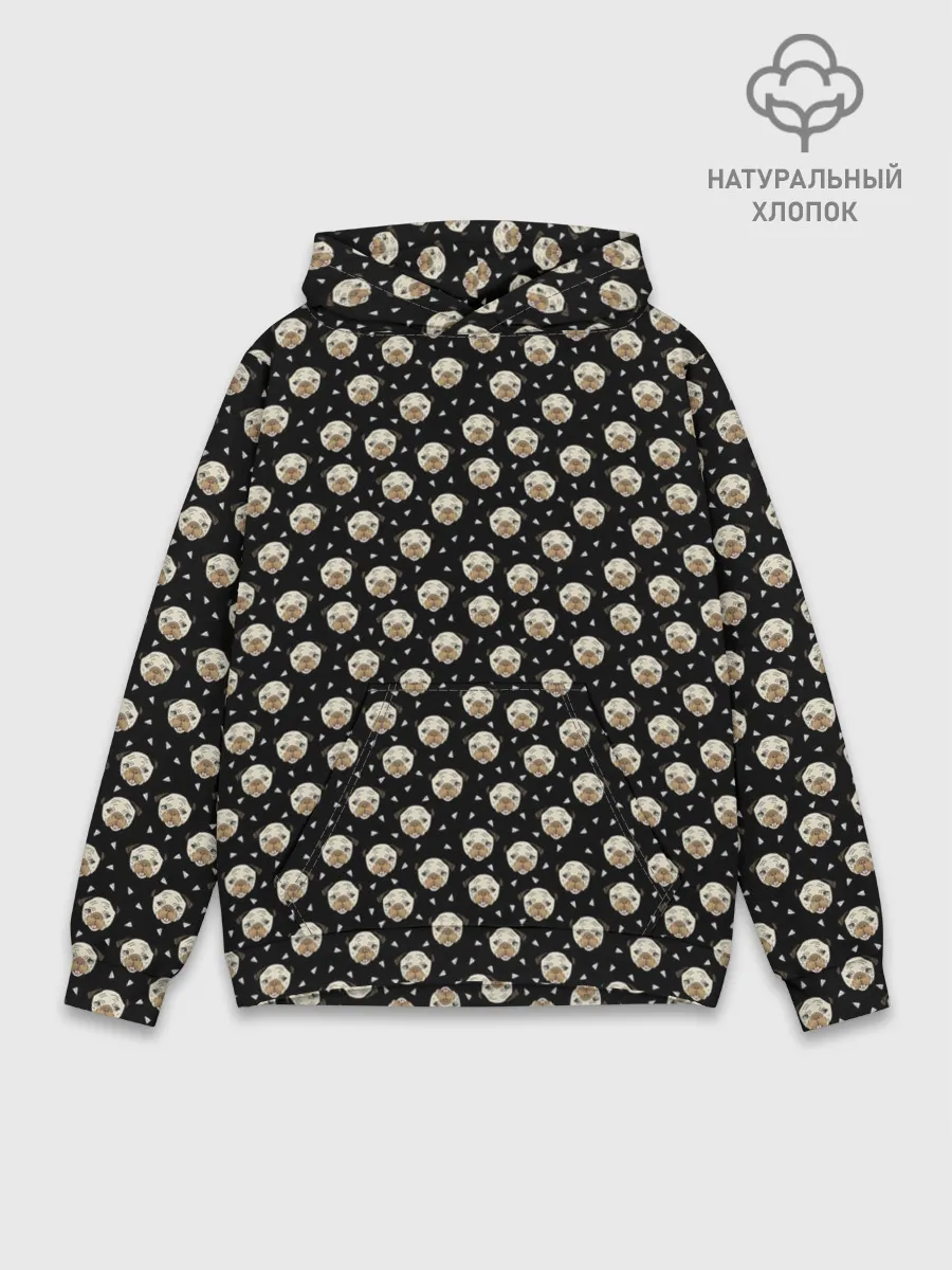 Худи мужской база хлопок / Мопсы