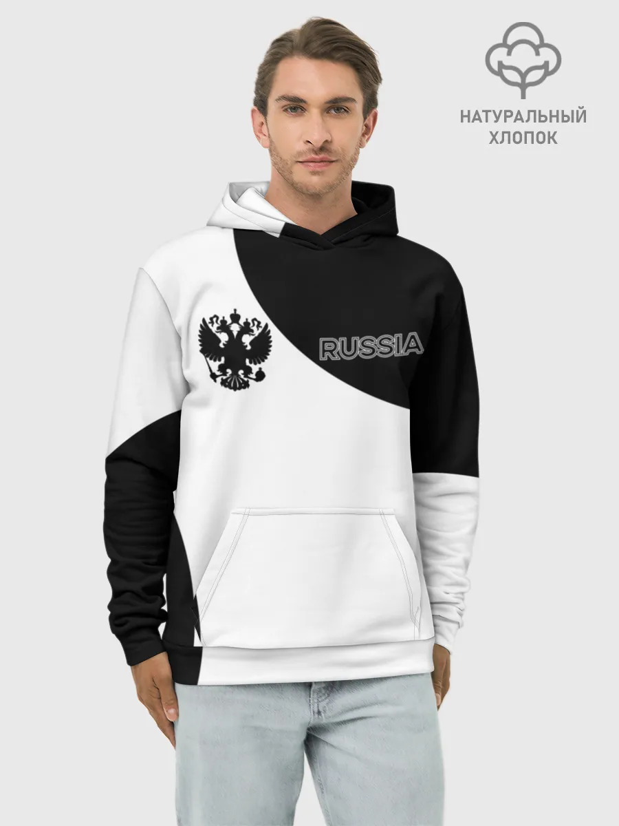 Худи мужской база хлопок / Россия Black&White