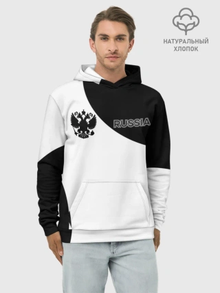 Худи мужской база хлопок / Россия Black&White