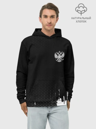 Худи мужской база хлопок / Russia black collection
