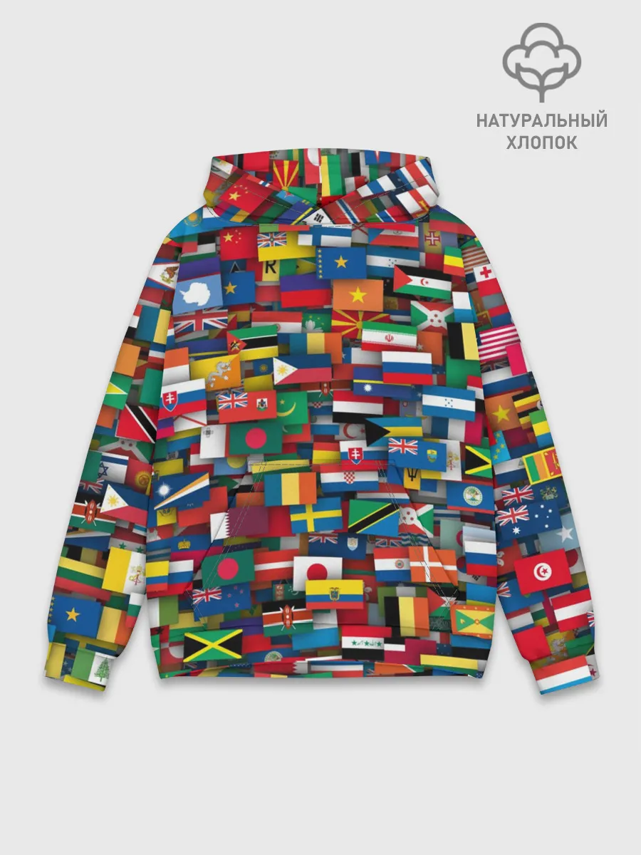 Худи мужской база хлопок / Флаги всех стран