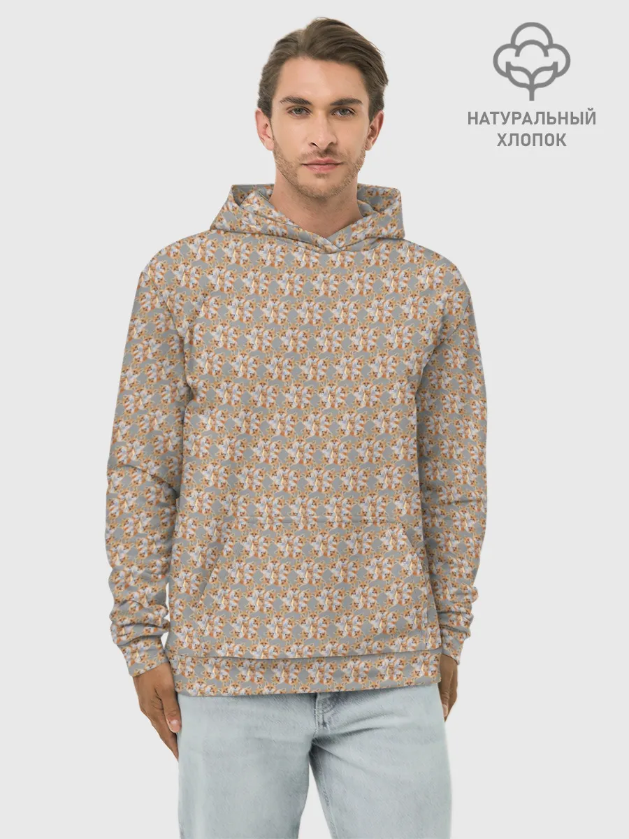 Худи мужской база хлопок / Лисы узор