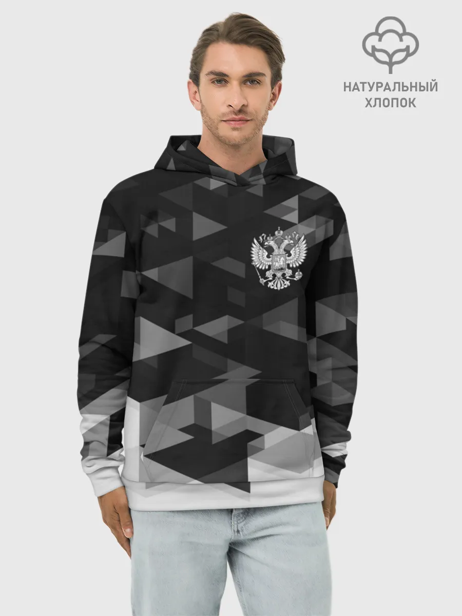 Худи мужской база хлопок / Герб РФ