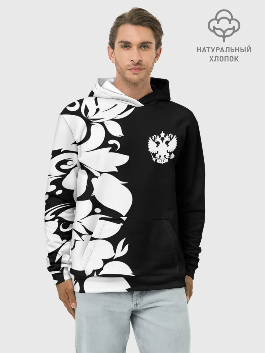 Худи мужской база хлопок / Russia Black&White Style