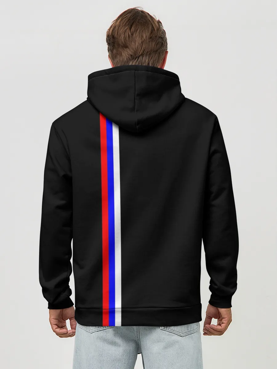 Худи мужской база хлопок / Лента с гербом России