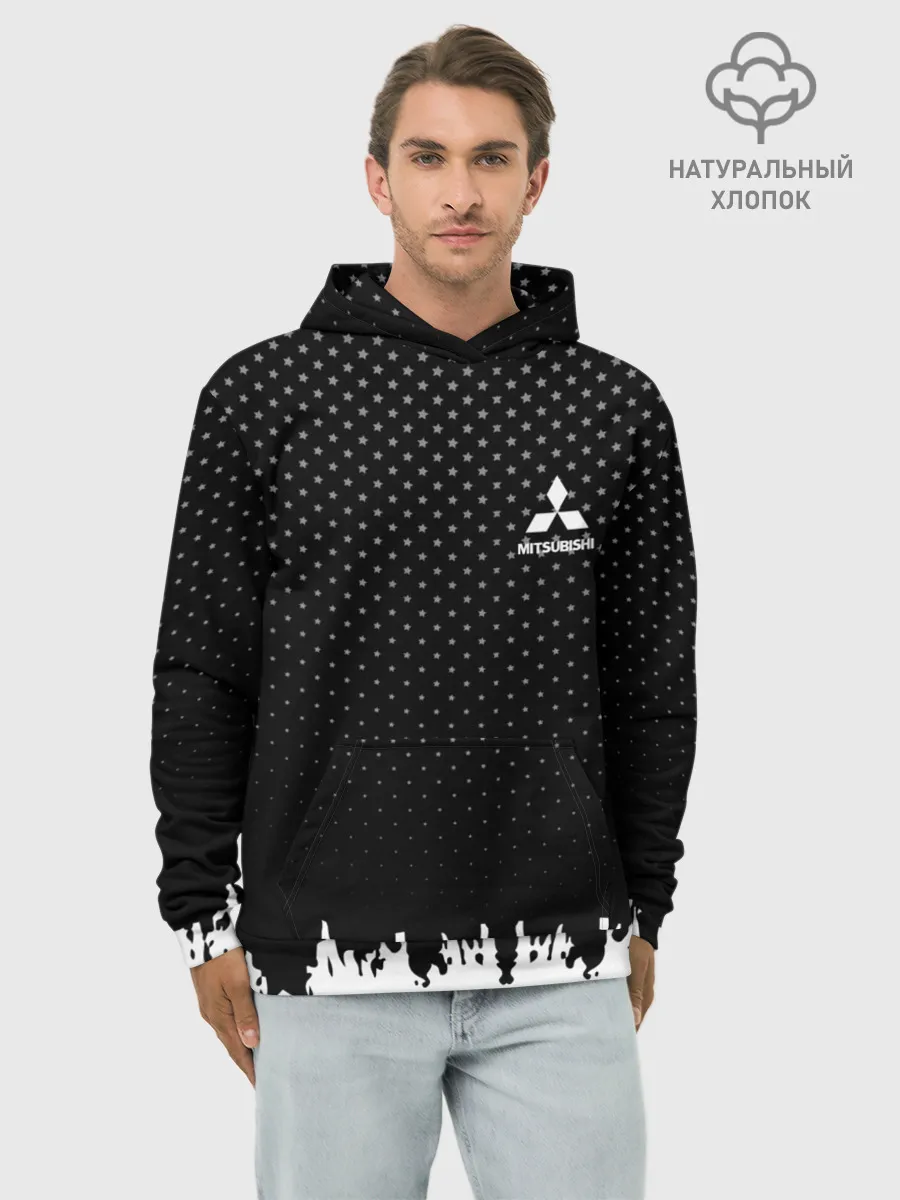 Худи мужской база хлопок / Mitsubishi abstract black