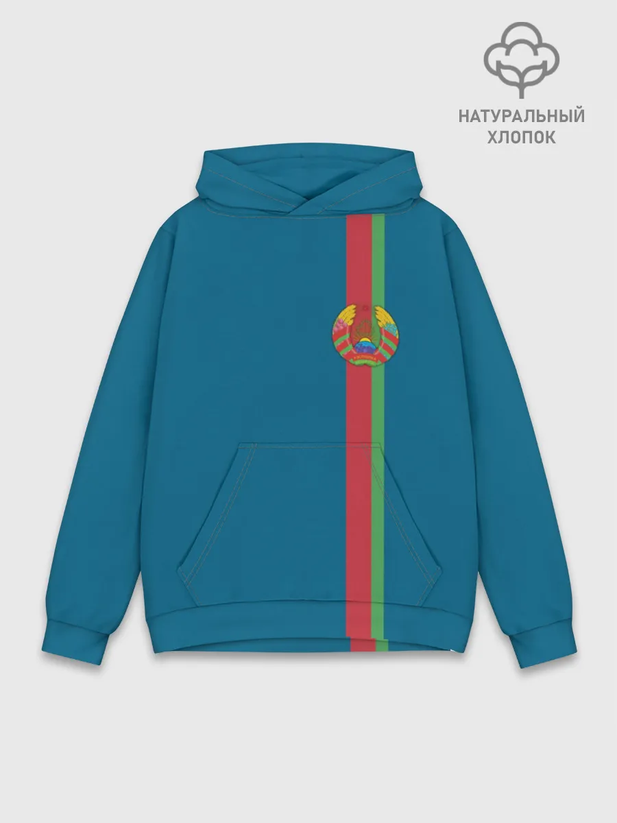 Худи мужской база хлопок / Белоруссия, лента с гербом