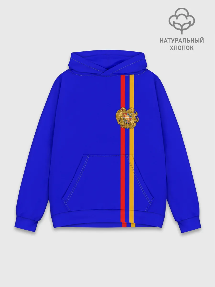 Худи мужской база хлопок / Армения, лента с гербом