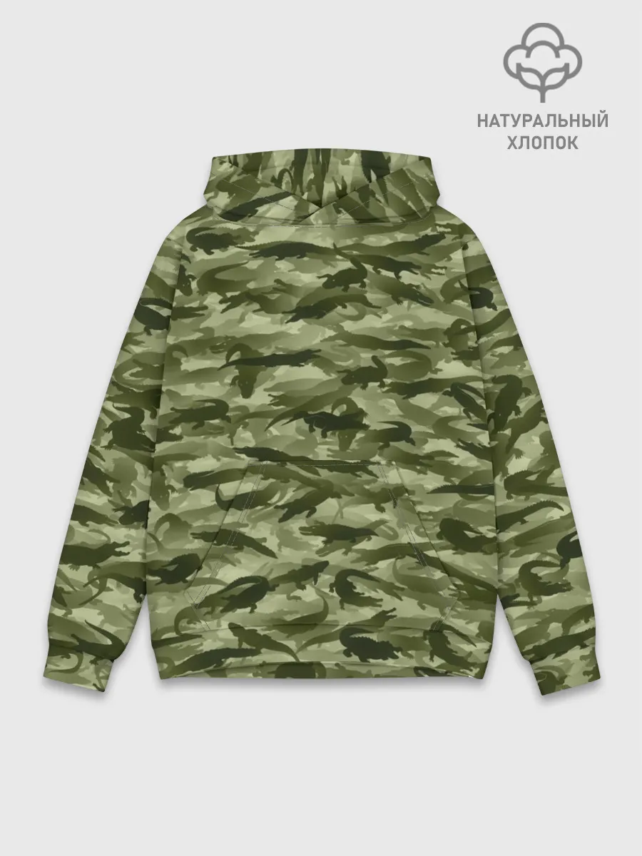 Худи мужской база хлопок / Камуфляж с крокодилами