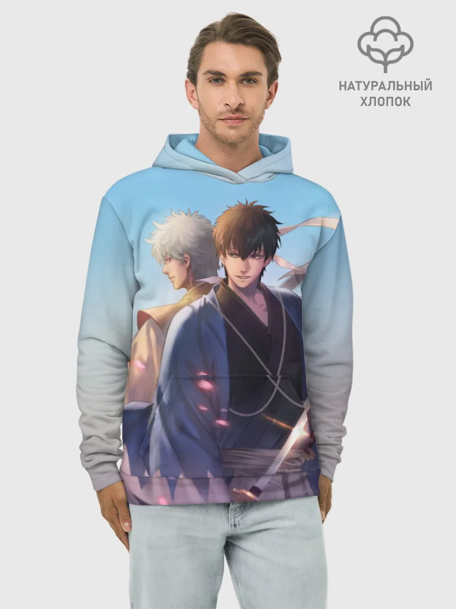 Худи мужской база хлопок / Воин Гинтоки