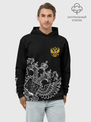 Худи мужской база хлопок / Герб России
