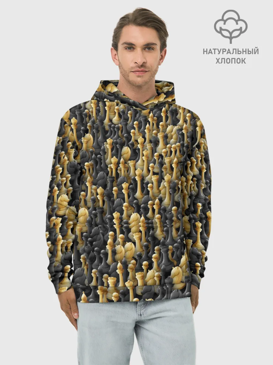 Худи мужской база хлопок / Шахматы