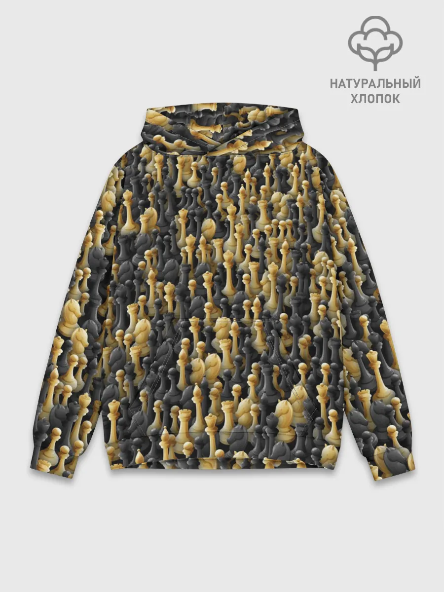 Худи мужской база хлопок / Шахматы