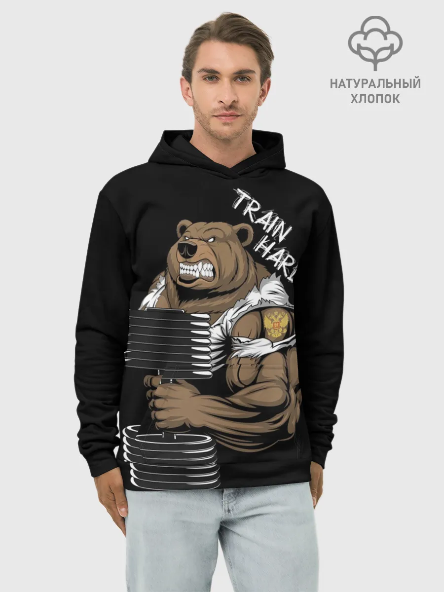 Худи мужской база хлопок / Train hard