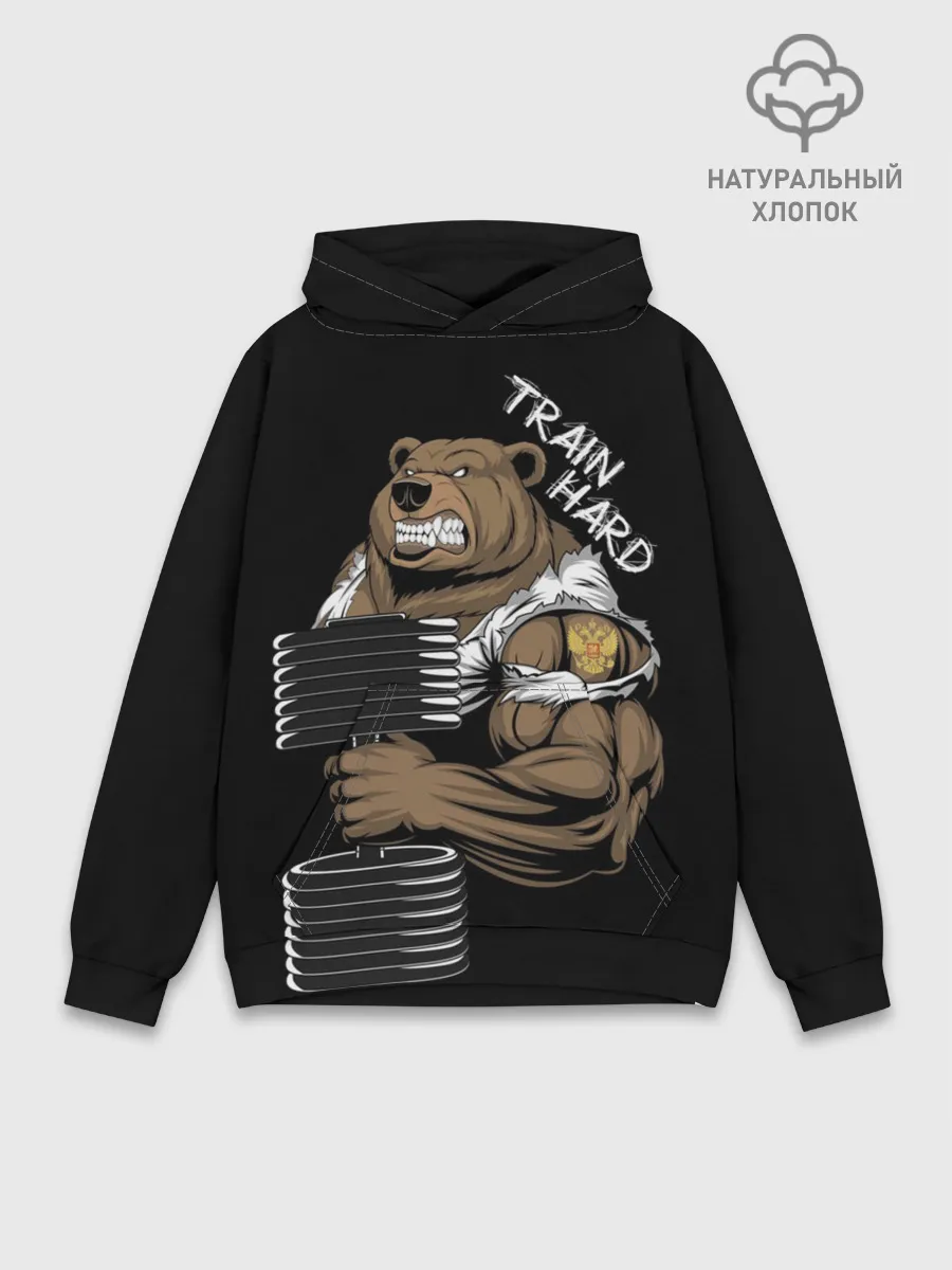 Худи мужской база хлопок / Train hard