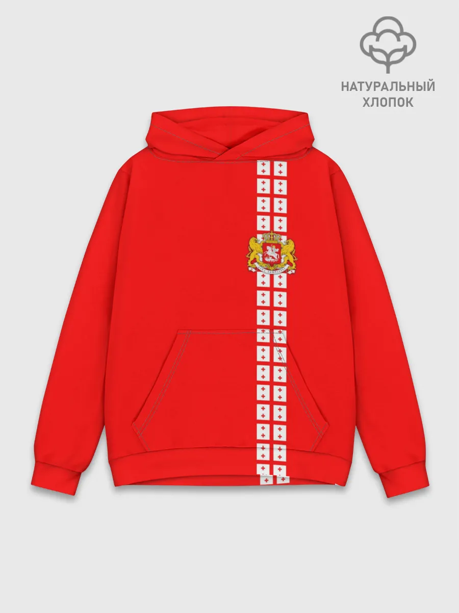 Худи мужской база хлопок / Грузия, лента с гербом