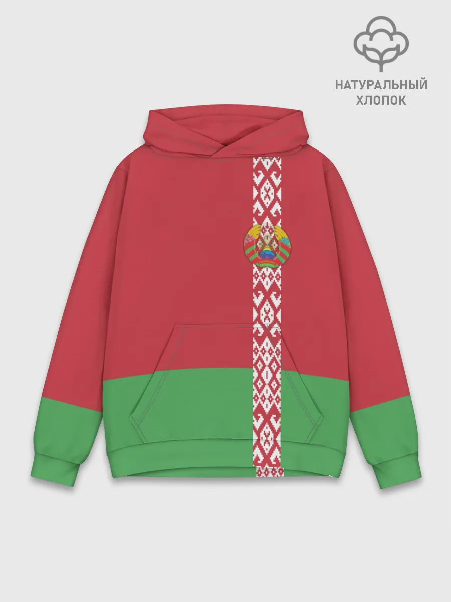 Худи мужской база хлопок / Белоруссия, лента с гербом