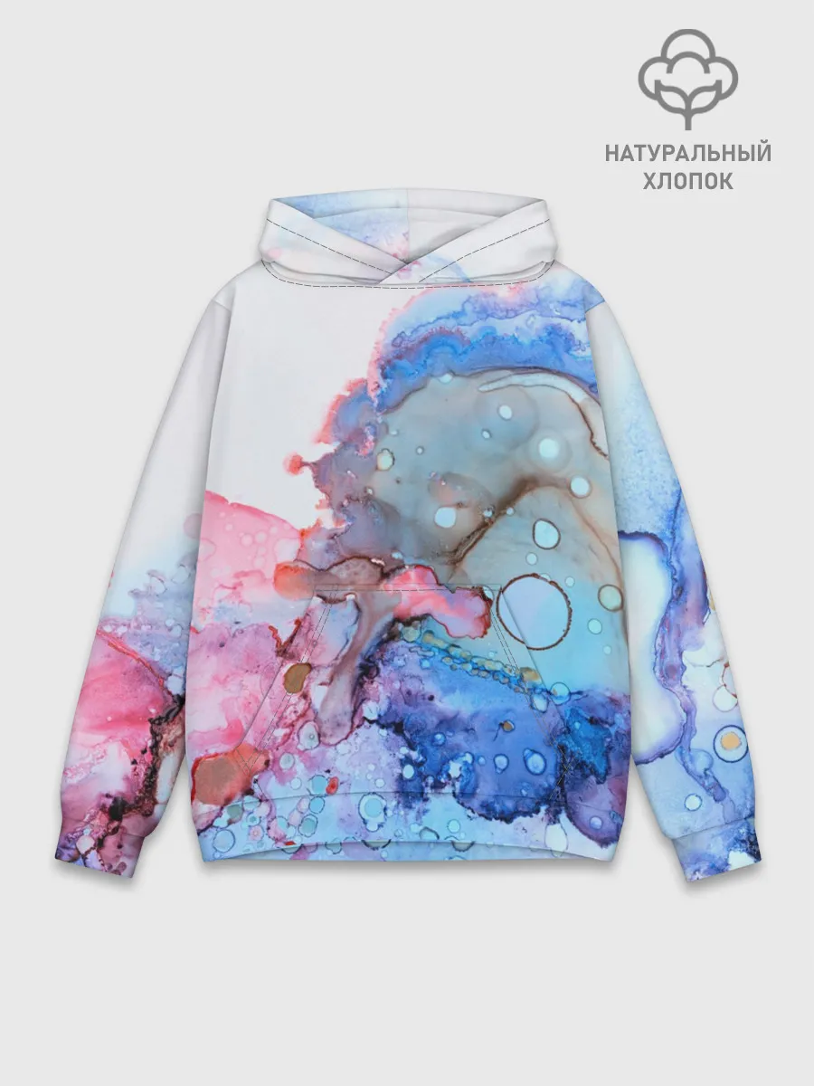 Худи мужской база хлопок / Акварельные разводы