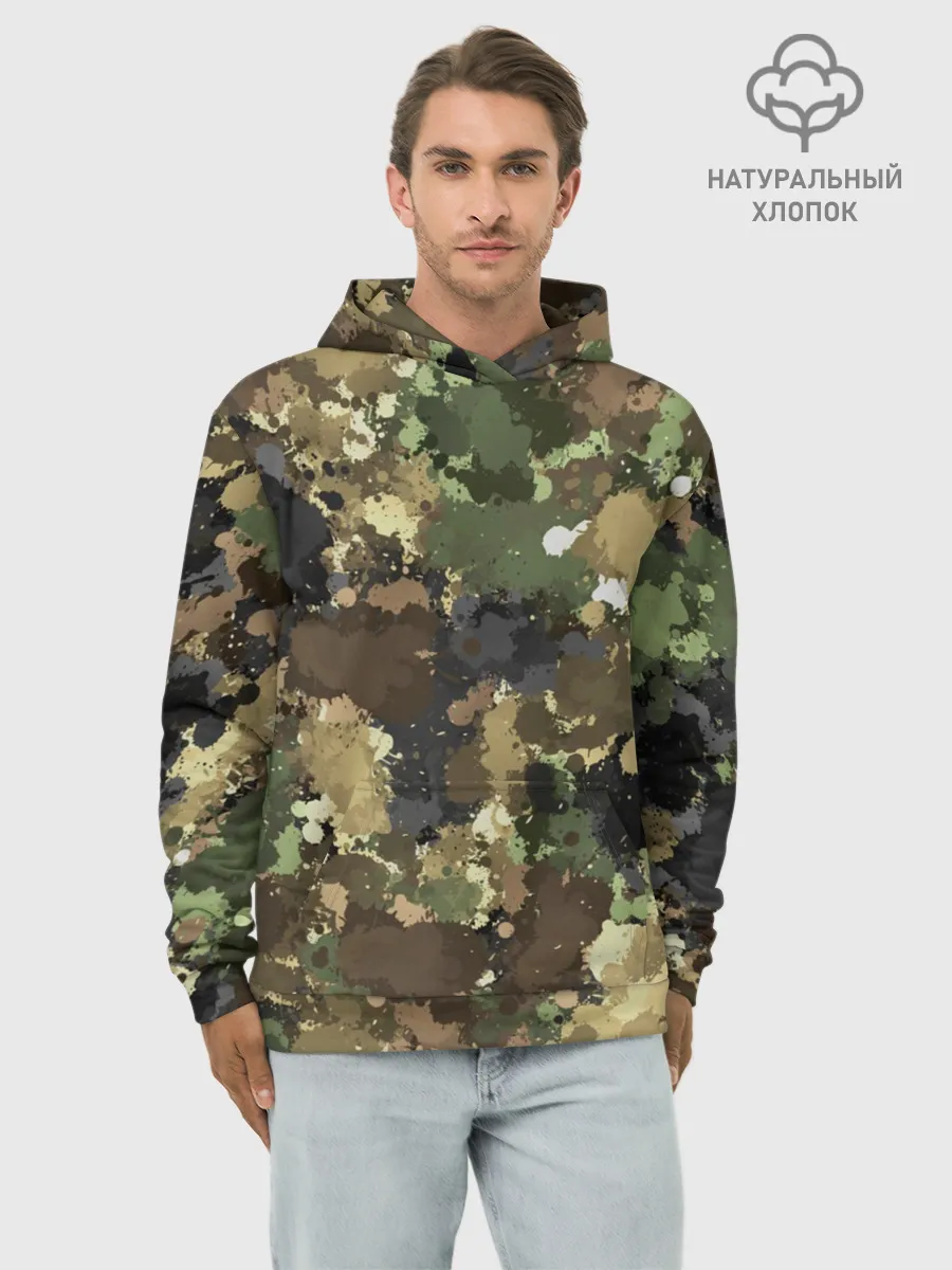 Худи мужской база хлопок / Камуфляж с кляксами