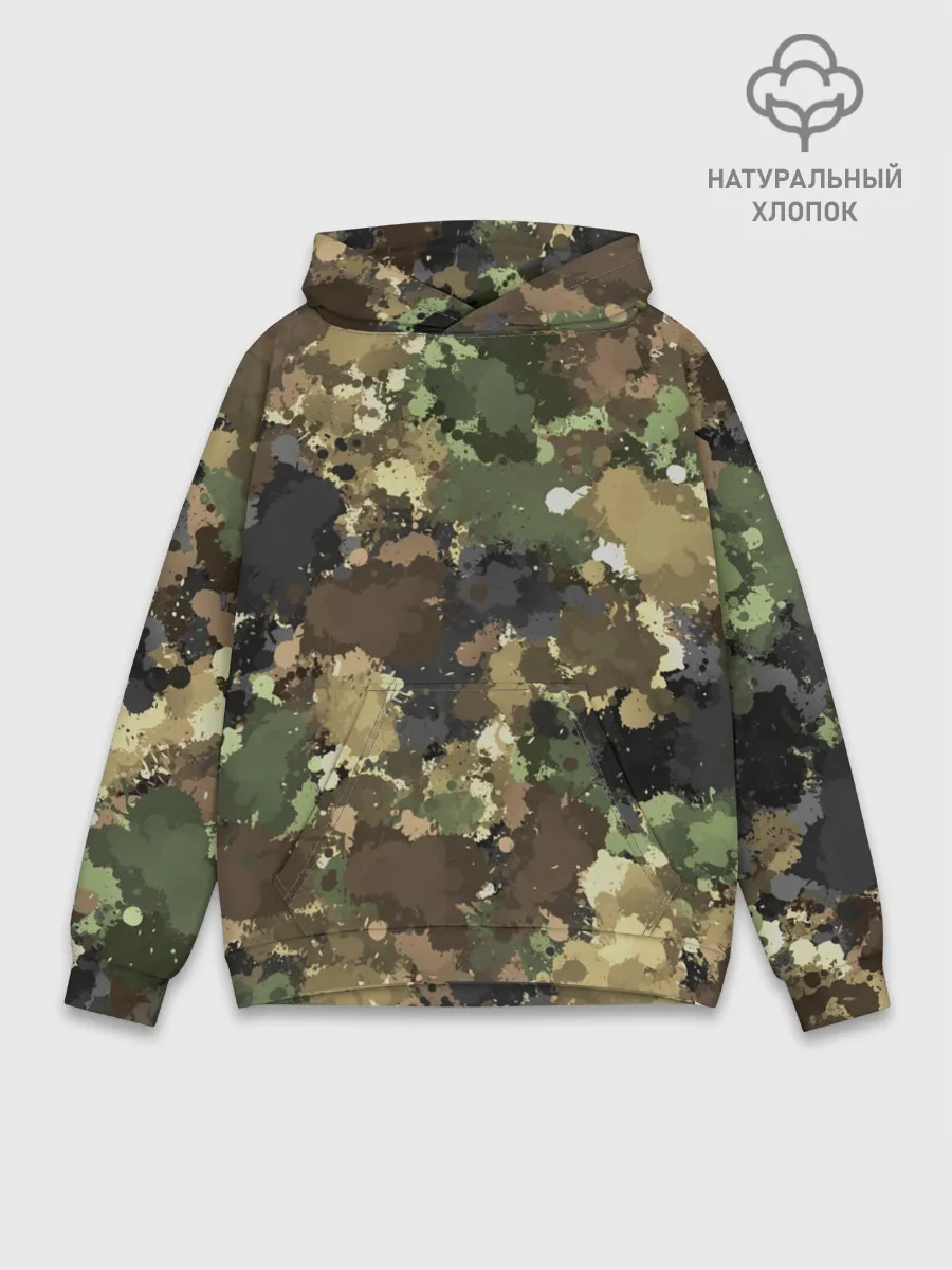 Худи мужской база хлопок / Камуфляж с кляксами