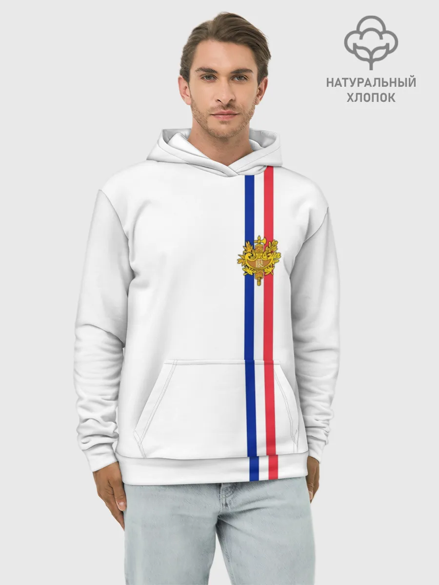 Худи мужской база хлопок / Франция, лента с гербом